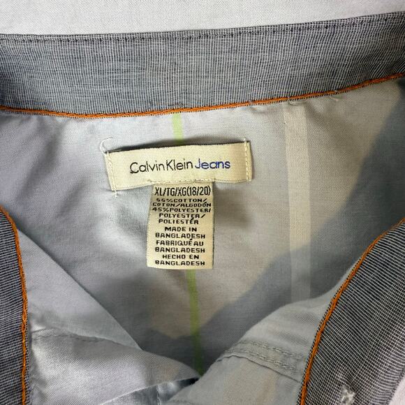 Calvin Klein jeans Boy's long-sleeve button-up shirt in light gray size XL - Picture 3 of 5